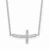 Sterling Silver Rhodium-plated CZ Sideways Cross w/2in Ext Necklace