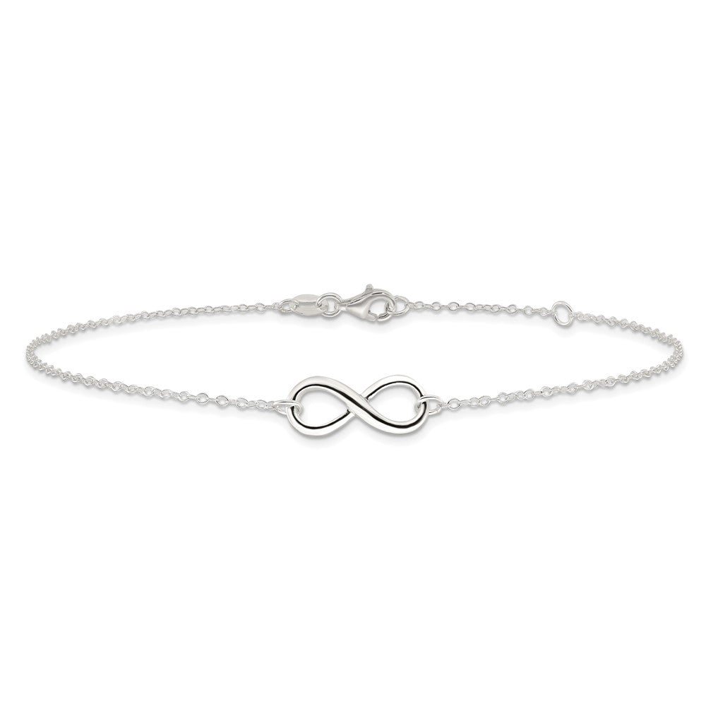 Sterling Silver Infinity 10 inch Plus 1 inch Extender - Total 11 inch Anklet