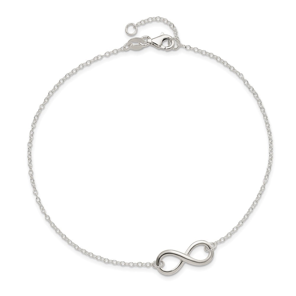 Sterling Silver Infinity 9 inch Plus 1 inch Extender - Total 10 inch Anklet