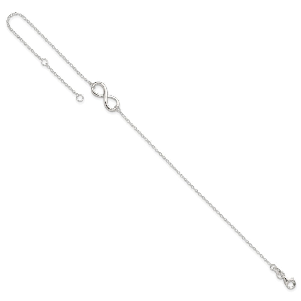 Sterling Silver Infinity 9 inch Plus 1 inch Extender - Total 10 inch Anklet