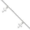 Sterling Silver Cross Charms 9 inch Plus 1 inch Extender - Total 10 inch Anklet
