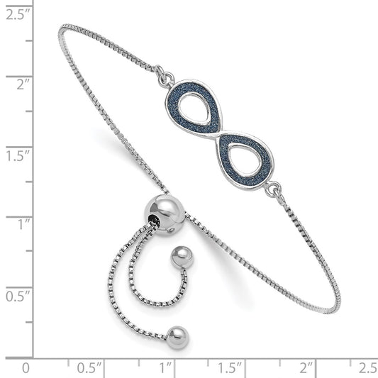 Sterling Silver Rhodium-plated Glitter-Infused Infinity Adjustable Bolo Bracelet