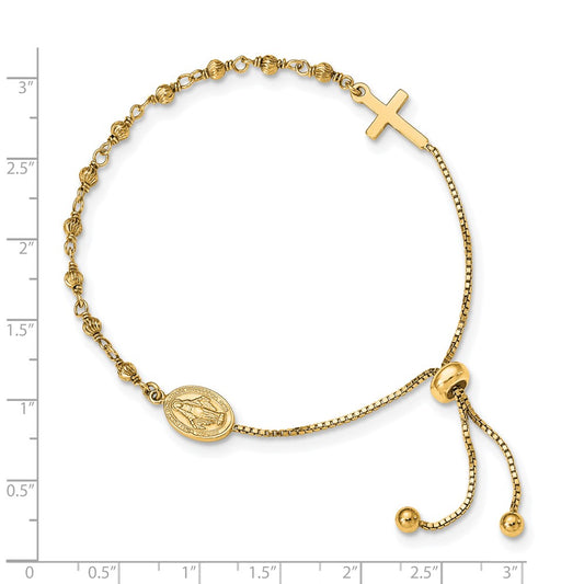 Affordable Expressions Sterling Silver Gold-tone Miraculous Medal Adjustable Bracelet