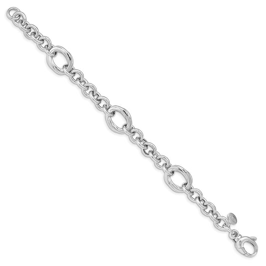 Sterling Silver Rhodium-plated Polished and Twisted Link 7.25 inch Bracelet