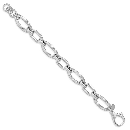 Sterling Silver Rhodium-plated Polished Twisted Link 8 inch Bracelet