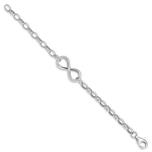 Sterling Silver Rhodium-plated Polished Infinity Link 7.5 inch Bracelet