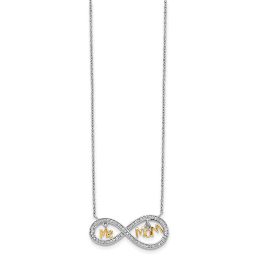 Sterling Silver Gold-plated MOM and ME CZ Infinity Necklace