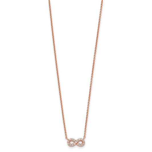 Sterling Silver Rose-tone CZ Infinity Symbol 16.5 inch Necklace