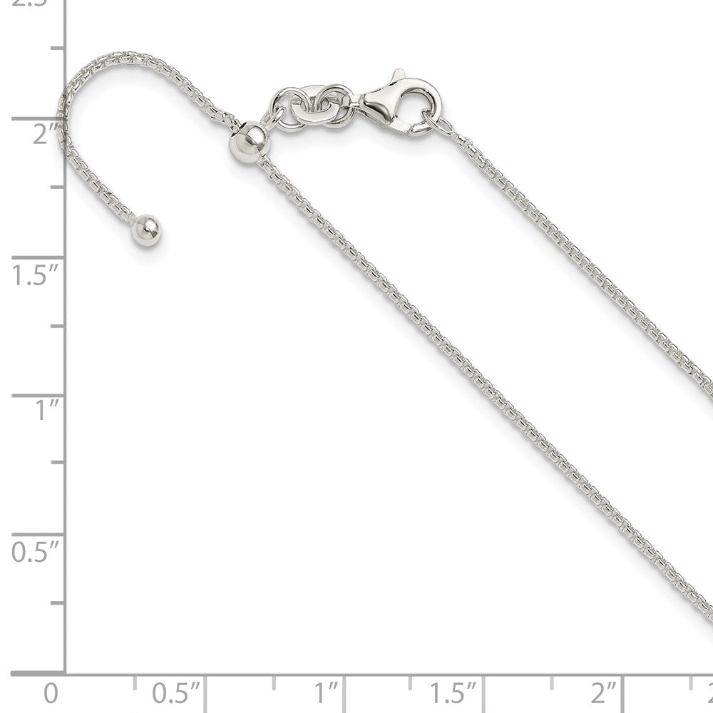 Sterling Silver Polished Round Box Adjustable Necklace