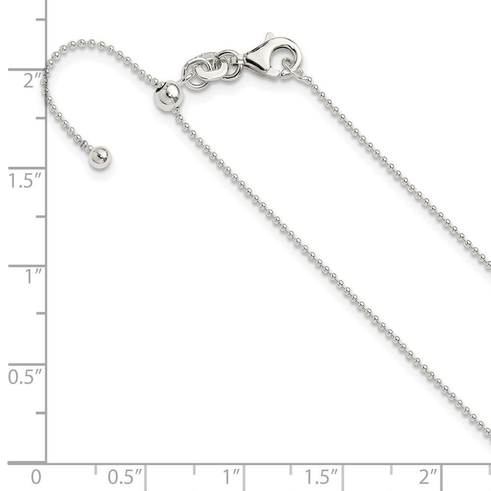 Sterling Silver Polished 1.00mm Beaded Adjustable Necklace