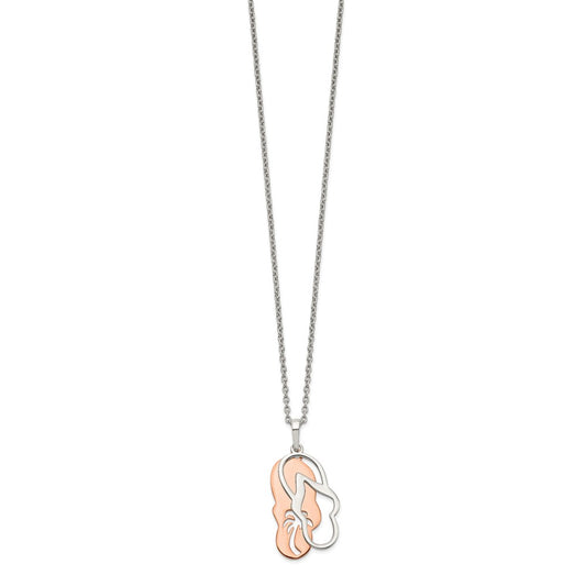 Sterling Silver Rose-tone Sandals with Palm Tree 2-Piece Movable 16 inch with 2 inch Extension Necklace