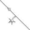 Sterling Silver Rhodium-plated CZ Starfish 9 inch Plus 1 inch Extender - Total 10 inch Anklet