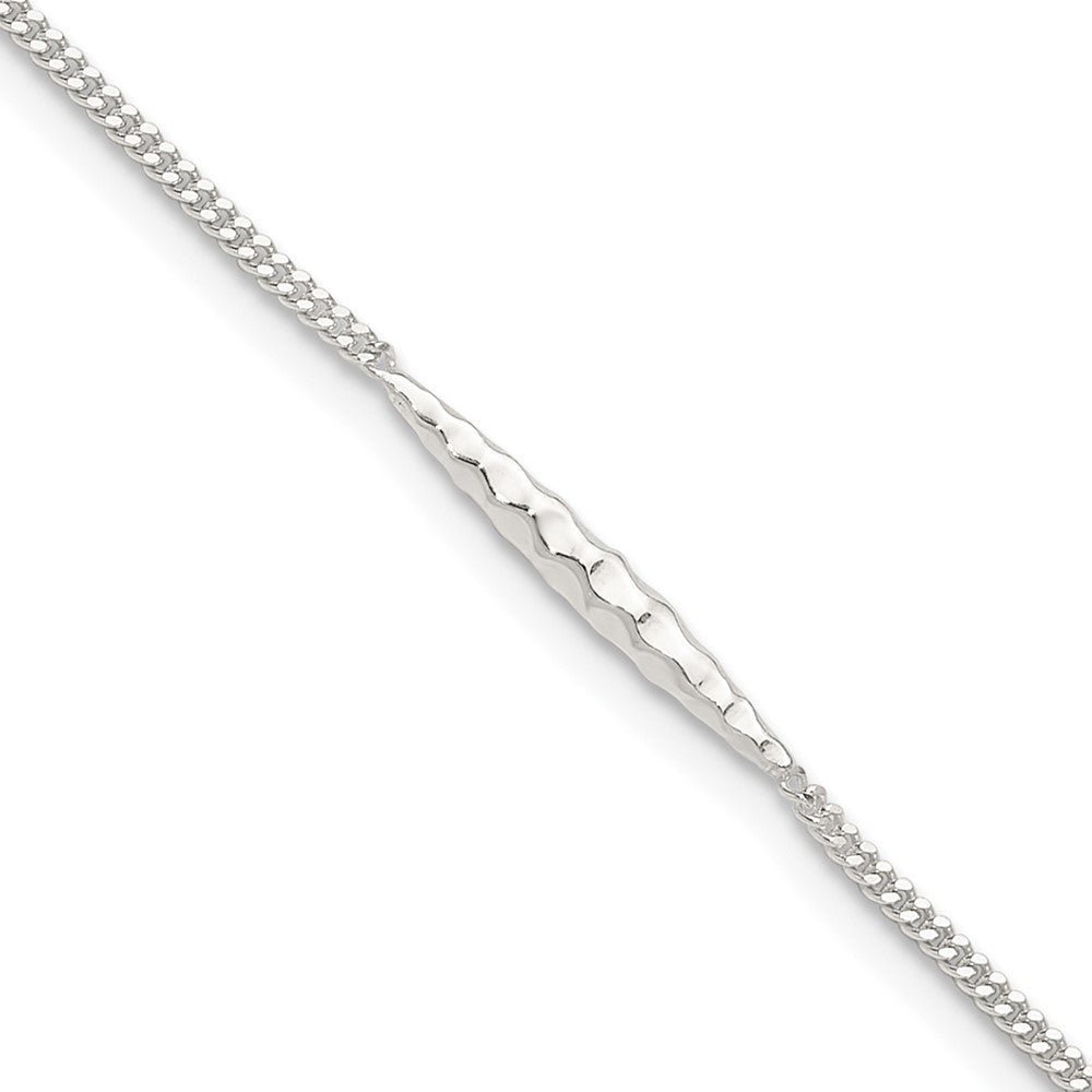 Sterling Silver Textured Bar 9 inch Plus 1 inch Extender - Total 10 inch Anklet
