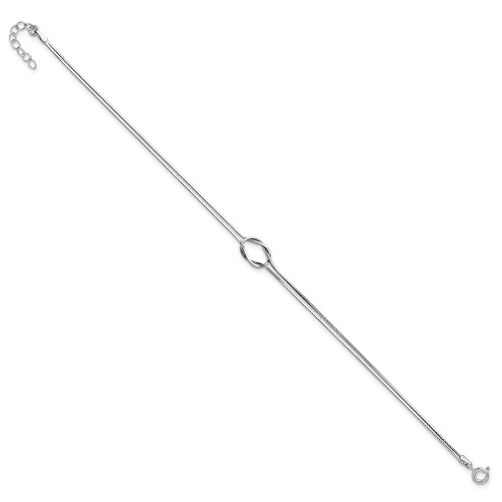 Sterling Silver Rhodium-plated 2-Strand Loop 9 inch Plus 1 inch Extender - Total 10 inch Anklet