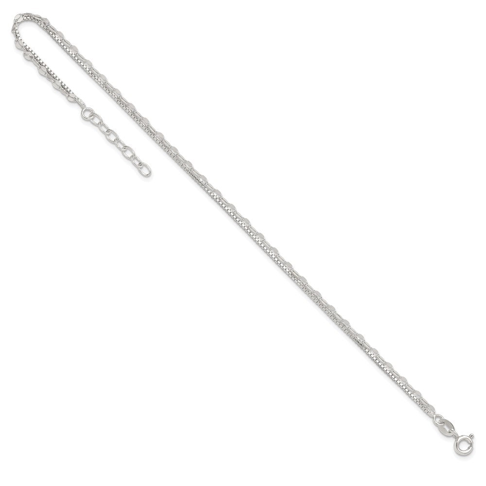 Sterling Silver 2-Strand 9 inch Plus 1 inch Extender - Total 10 inch Anklet