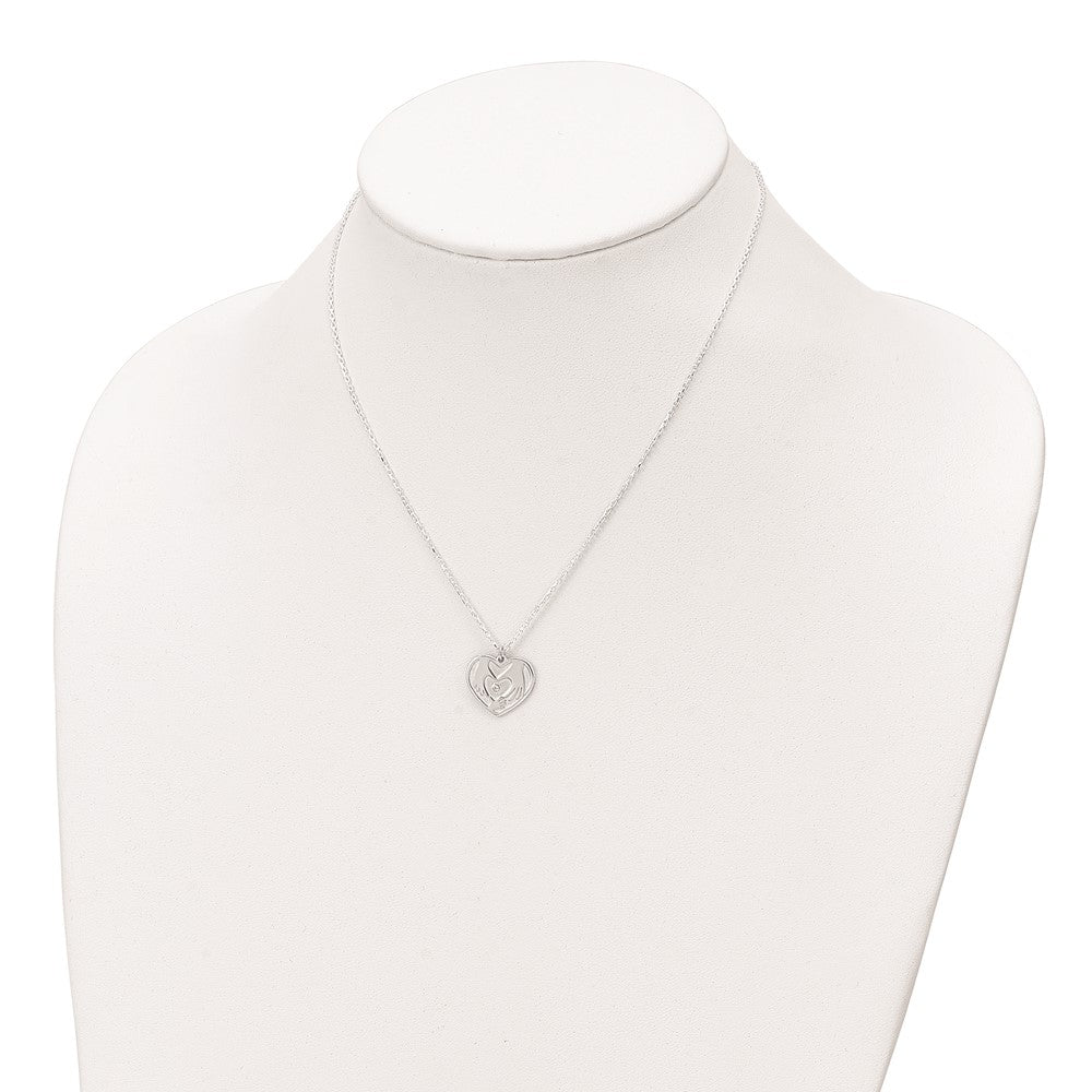 Sterling Silver CZ Hands in Heart Necklace