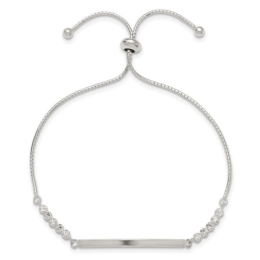 Sterling Silver with CZ Adjustable ID Bracelet