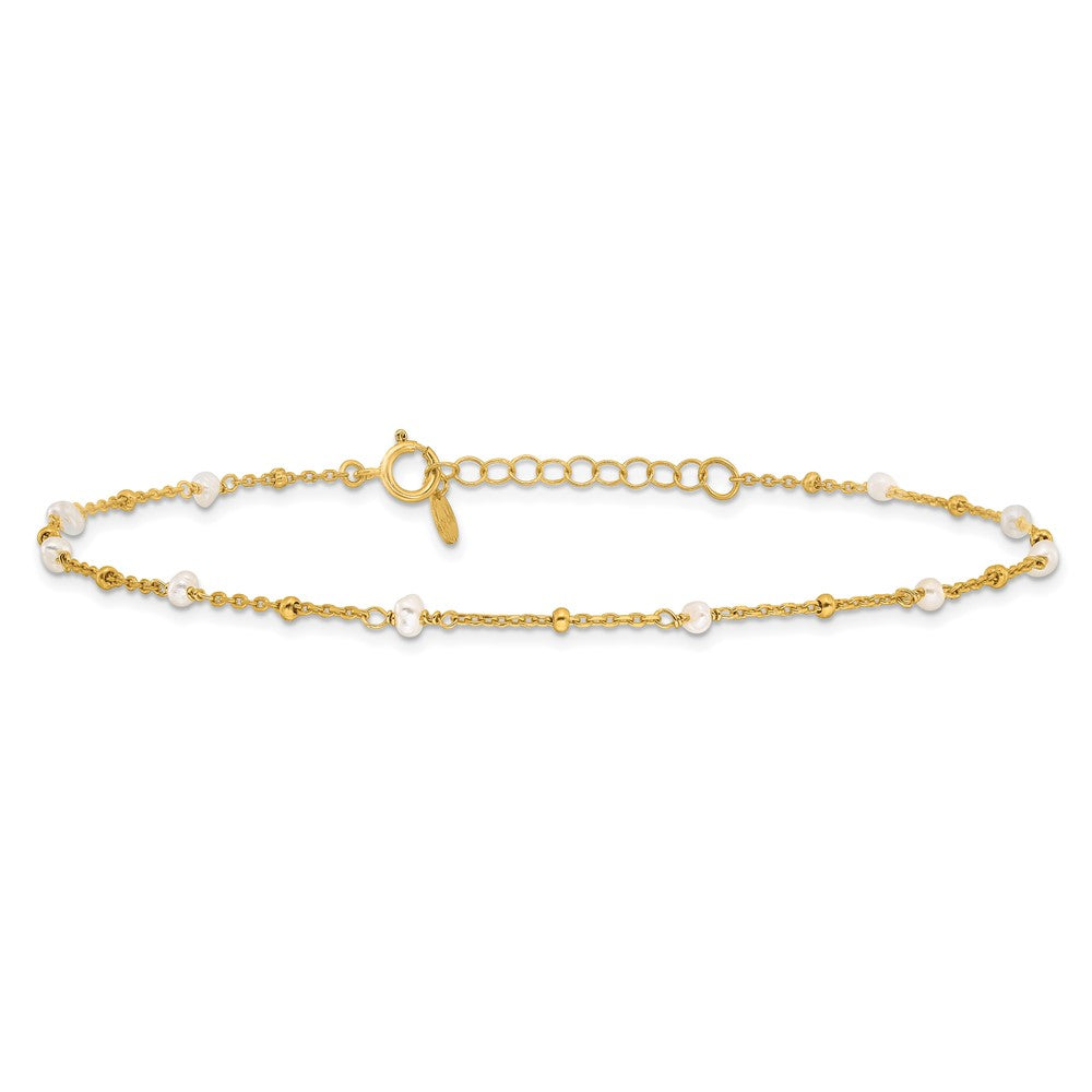 Affordable Expressions Sterling Silver Gold-tone 3mm Freshwater Cultured Pearl 9 inch Plus 1 inch Extender - Total 10 inch Anklet