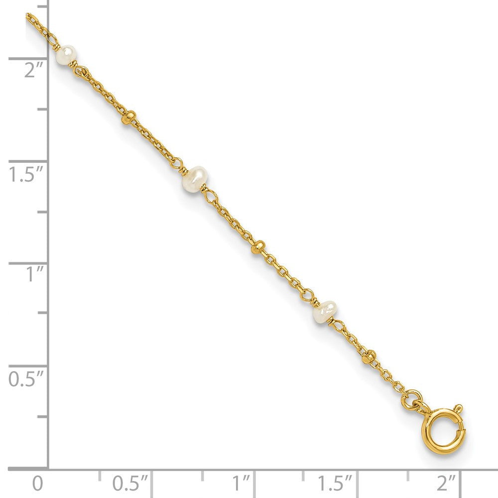 Affordable Expressions Sterling Silver Gold-tone 3mm Freshwater Cultured Pearl 9 inch Plus 1 inch Extender - Total 10 inch Anklet