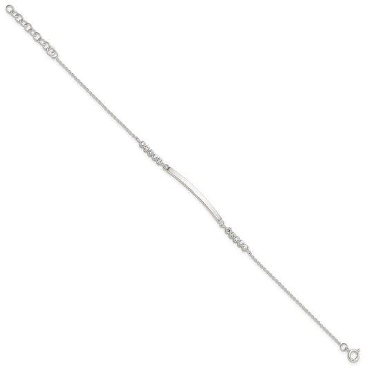 Sterling Silver Rhodium-plated CZ 7in w/1in ext. ID Bracelet