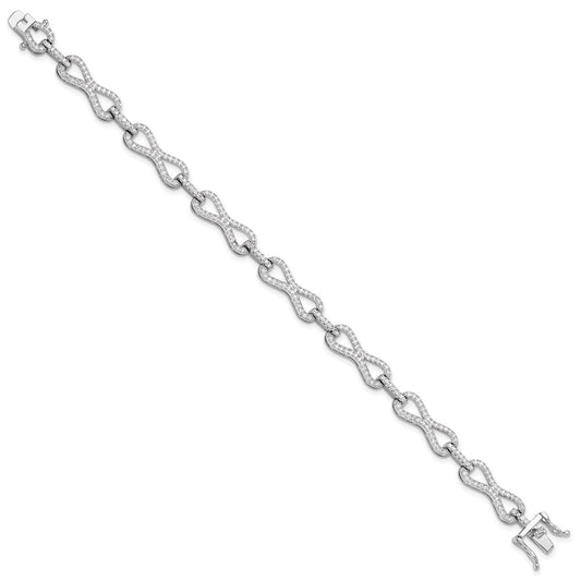 Sterling Silver Rhodium-plated CZ Infinity Link Bracelet