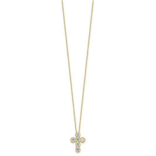 Sterling SilverGold-tone CZ Cross 16 inch with 2 inch Extension Necklace