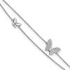 Sterling Silver Rhodium-plated CZ Butterflies 2-Strand 9 inch Plus 1 inch Extender - Total 10 inch Anklet
