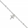 Sterling Silver CZ Palm Tree 9 inch Plus 1 inch Extender - Total 10 inch Anklet