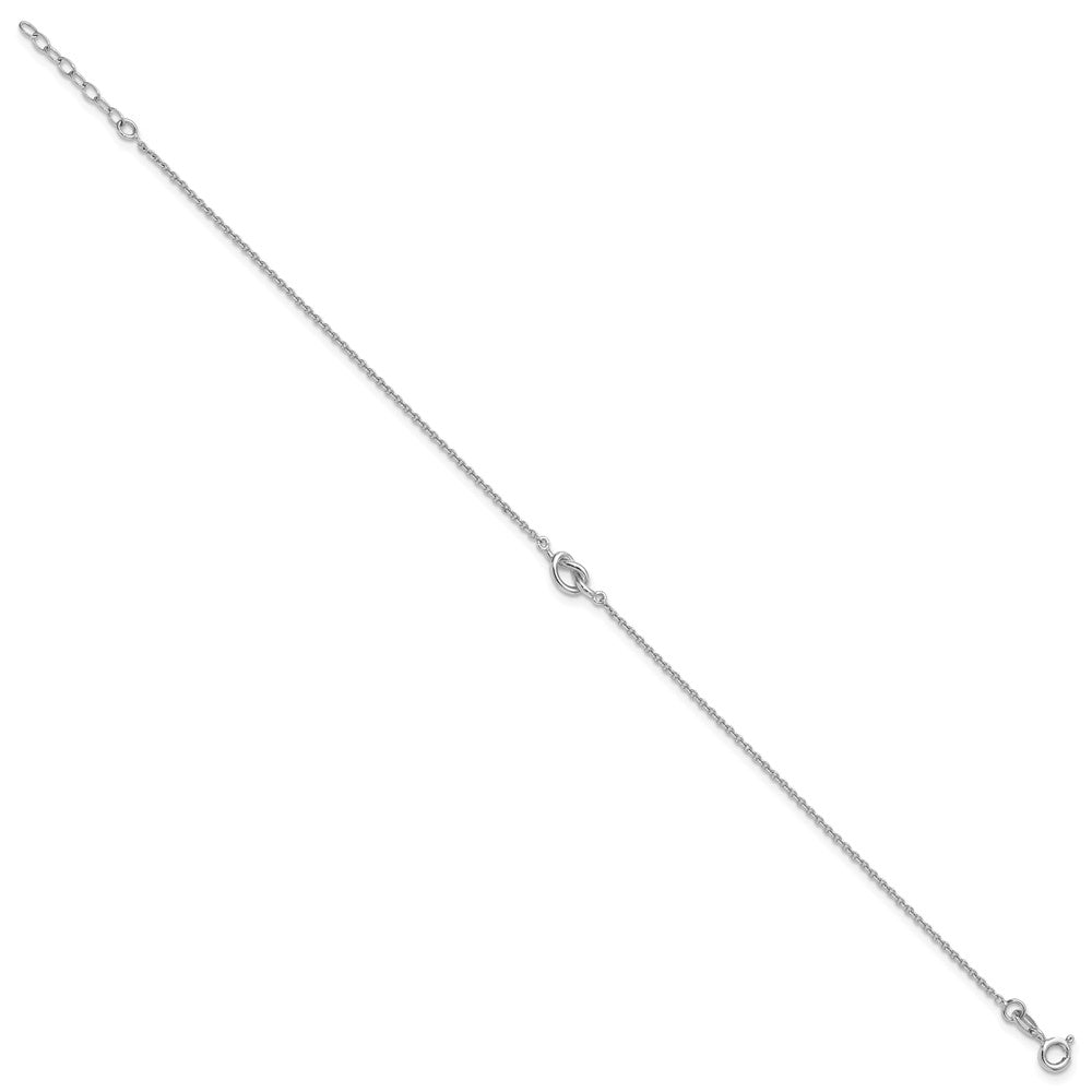 Sterling Silver Rhodium-plated Knot 9 inch Plus 1 inch Extender - Total 10 inch Anklet
