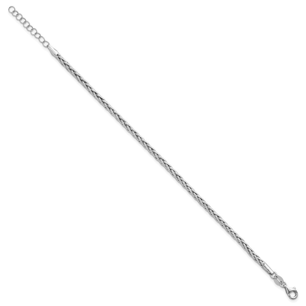 Sterling Silver Rhodium-plated Fancy Braided Link 7 inch with 1 inch Extender Bracelet