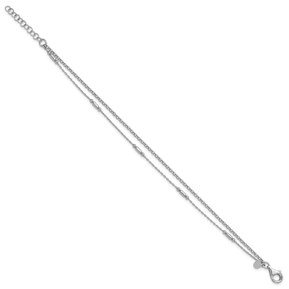 Sterling Silver Rhodium-plated Polished 2-strand 7 inch with 1 inch extender Bracelet