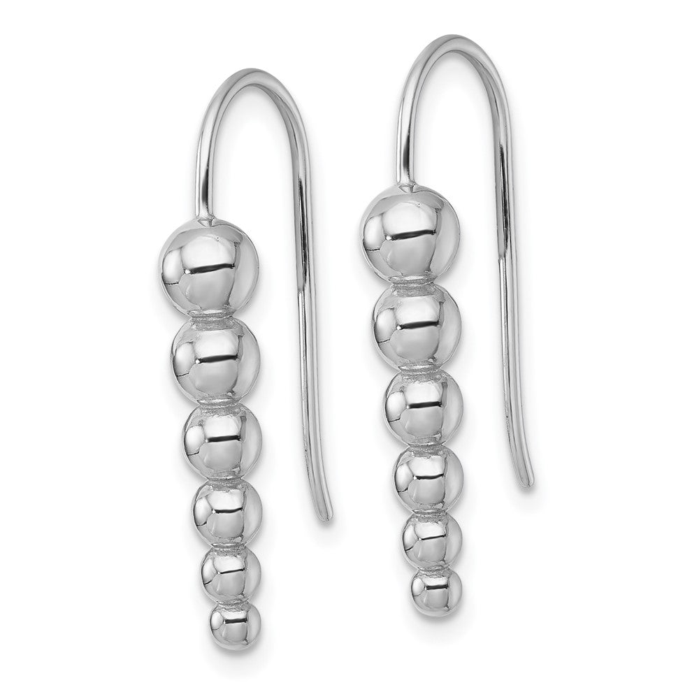 Sterling Silver Rhodium-plated Graduated Beaded Shepherd Hook Earrings