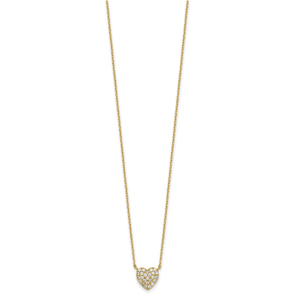 Affordable Expressions Sterling Silver Gold-tone Polished Pave CZ Heart 16 Inch with 2 Inch Extension Necklace