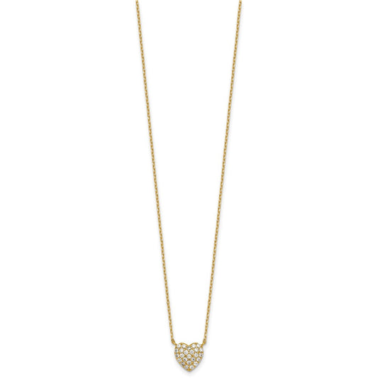Affordable Expressions Sterling Silver Gold-tone Polished Pave CZ Heart 16 Inch with 2 Inch Extension Necklace