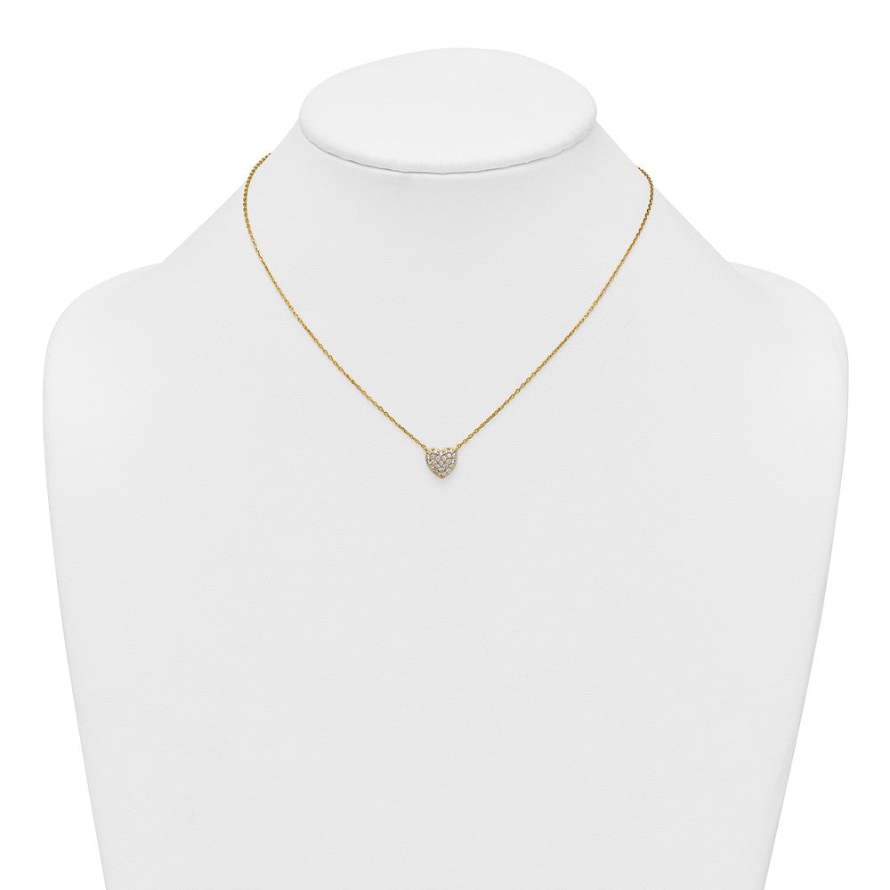 Affordable Expressions Sterling Silver Gold-tone Polished Pave CZ Heart 16 Inch with 2 Inch Extension Necklace