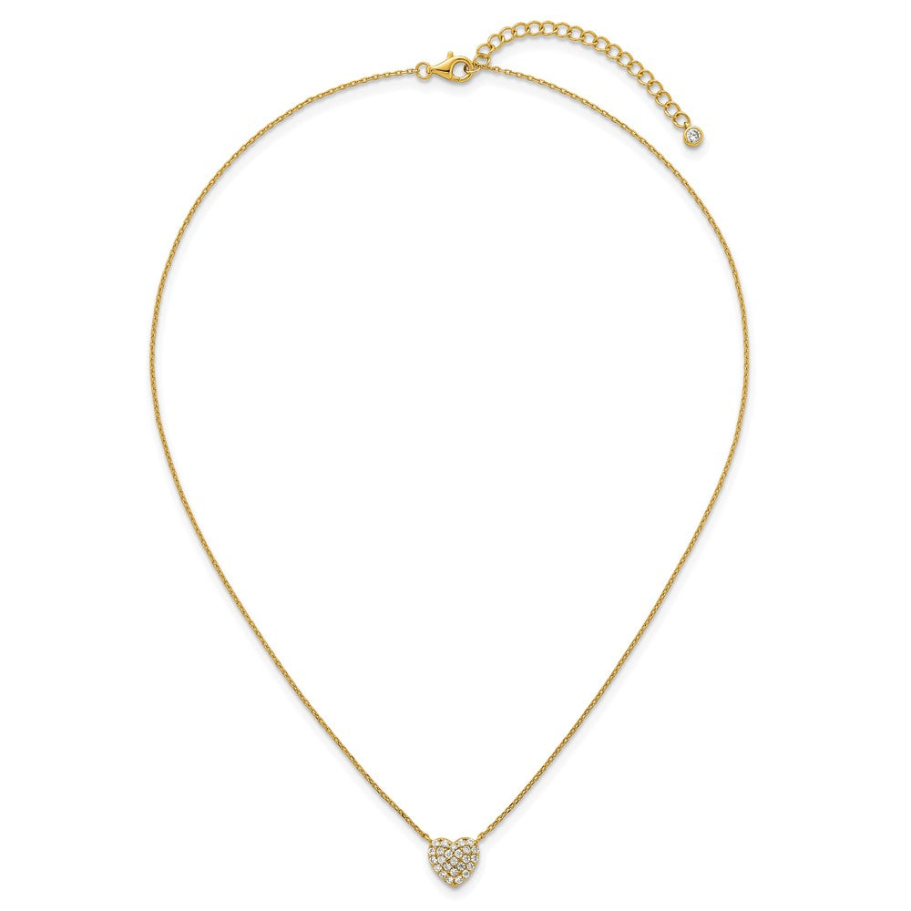 Affordable Expressions Sterling Silver Gold-tone Polished Pave CZ Heart 16 Inch with 2 Inch Extension Necklace