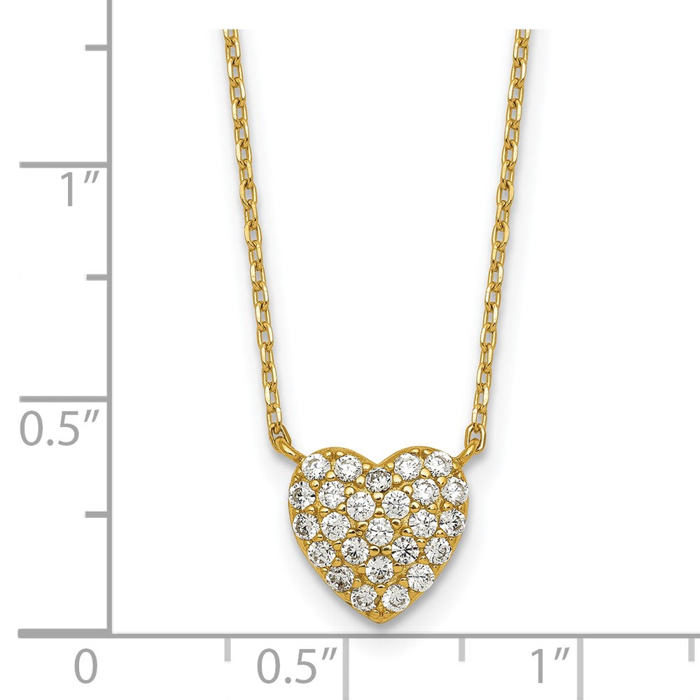 Affordable Expressions Sterling Silver Gold-tone Polished Pave CZ Heart 16 Inch with 2 Inch Extension Necklace