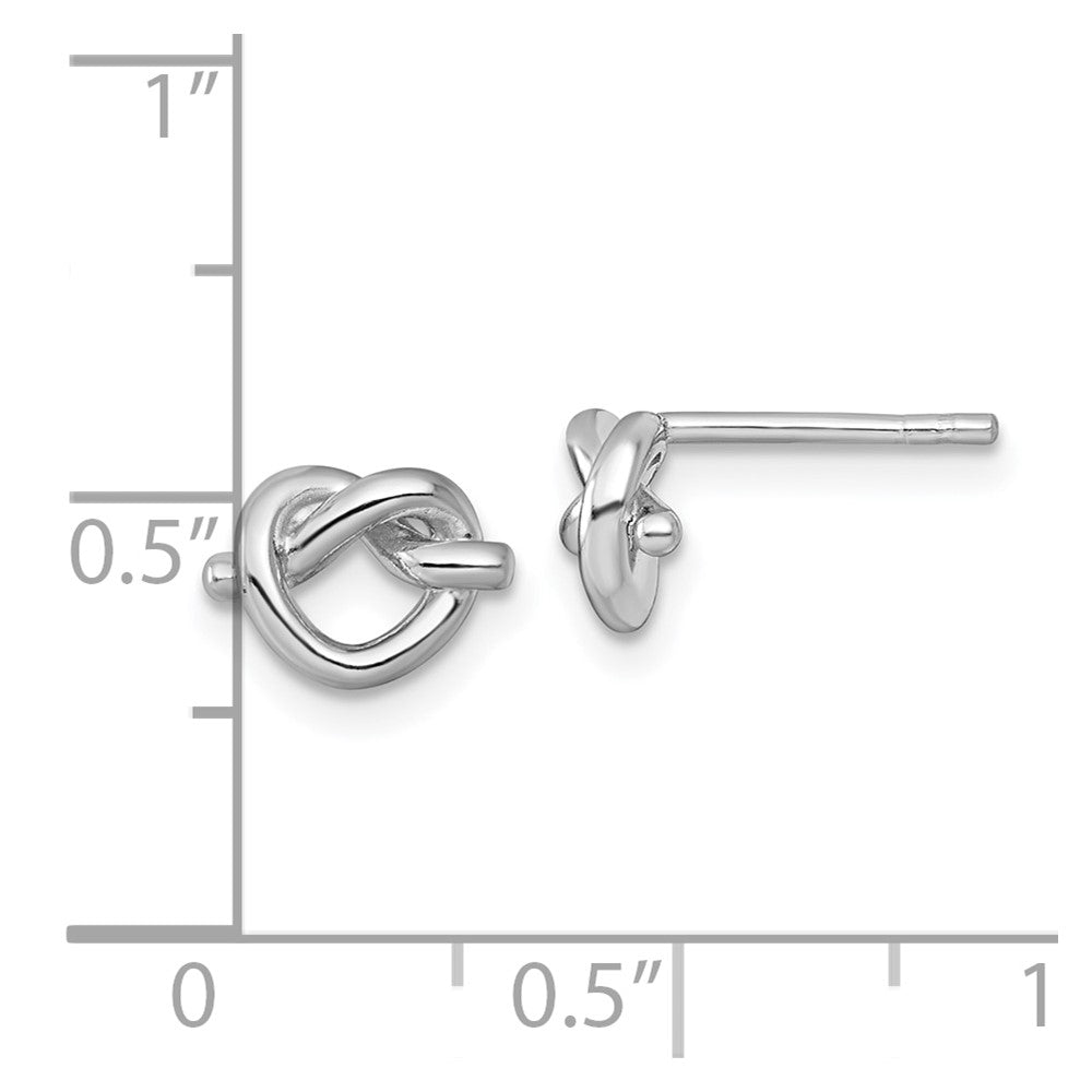 Sterling Silver Rhodium-plated Polished Knot Heart Post Earrings