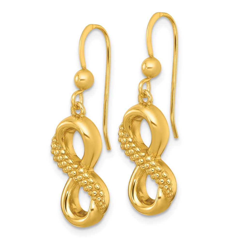 Affordable Expressions Sterling Silver Gold-tone Polished and Textured Infinity Dangle Shepherd Hook Earrings