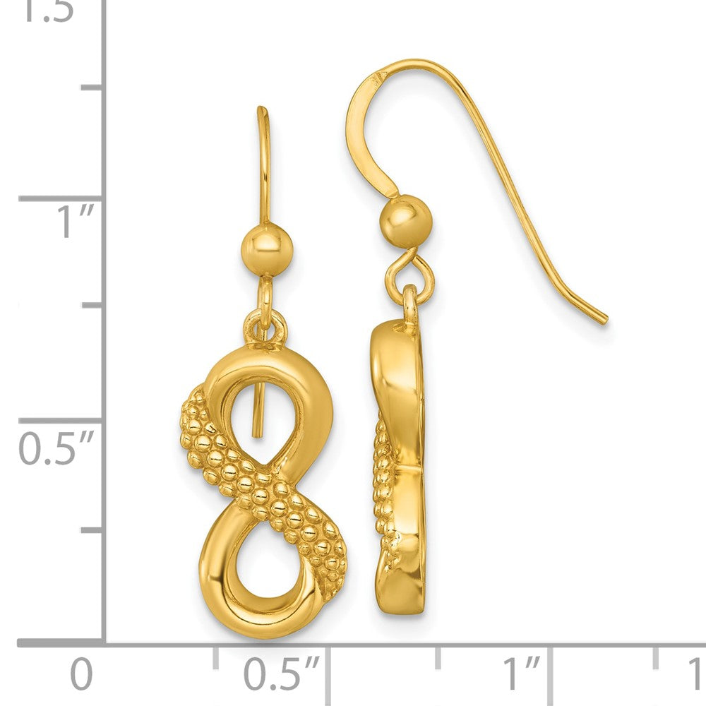 Affordable Expressions Sterling Silver Gold-tone Polished and Textured Infinity Dangle Shepherd Hook Earrings
