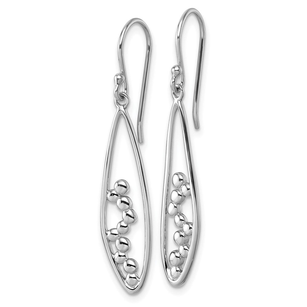 Sterling Silver Rhodium-plated Polished Oval Bubbles Dangle Earrings