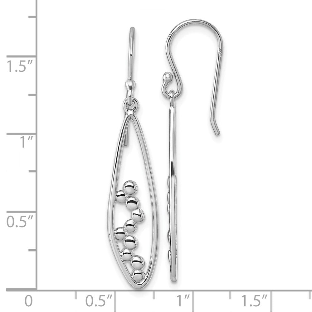 Sterling Silver Rhodium-plated Polished Oval Bubbles Dangle Earrings