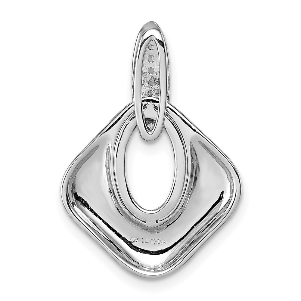 Sterling Silver Rhodium-plated CZ Polished Textured Doorknocker Pendant