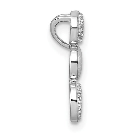 Sterling Silver Rhodium-plated Polished and Satin CZ 3-Circles Chain Slide Pendant