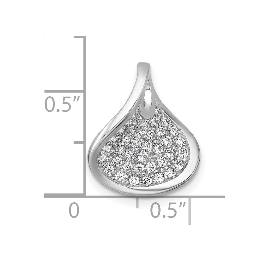 Sterling Silver Rhodium-plated Polished Fancy Curved CZ Pendant