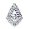 Sterling Silver Rhodium-plated Vibrant Moving CZ with Light Purple Enamel Kite-shape Chain Slide Pendant