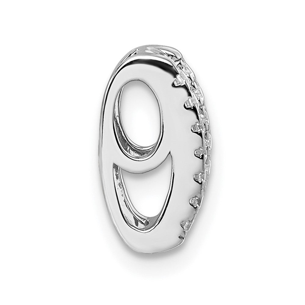 Sterling Silver Rhodium-plated Pave CZ Rectangle Chain Slide Pendant