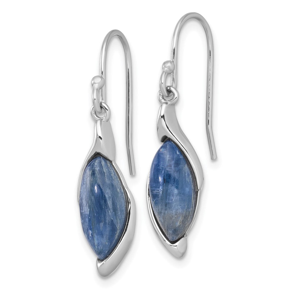 Sterling Silver Rhodium-plated Polished Fancy Marquise Kyanite Cabochon Dangle Shepherd Hook Earrings