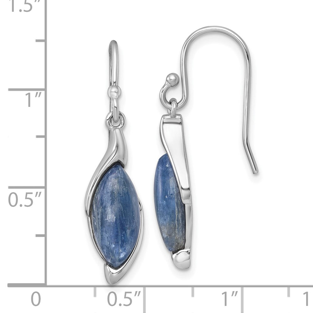 Sterling Silver Rhodium-plated Polished Fancy Marquise Kyanite Cabochon Dangle Shepherd Hook Earrings