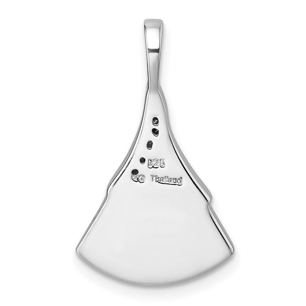 Sterling Silver Rhodium-plated Polished White CZ And Malachite Fan Pendant